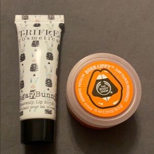 Lip gloss balm and lip scrub